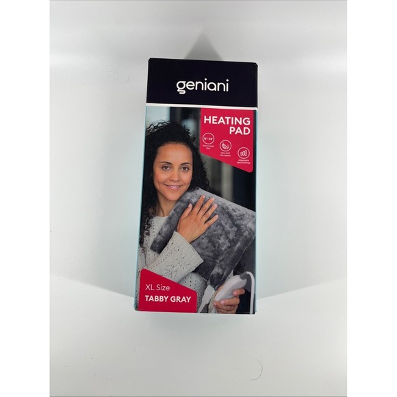 Geniani Other - GENIANI XL Heating Pad Back Pain Cramps Auto Shut Off Washable Tabby Gray